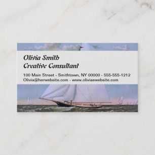 Antique Sailing Ship Sloop Yacht Sailboat Ocean Business Card