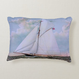 Antique Sailing Ship Sloop Yacht Sailboat Ocean Decorative Cushion