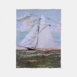 Antique Sailing Ship Sloop Yacht Sailboat Ocean Fleece Blanket