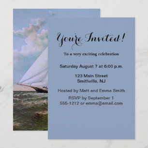 Antique Sailing Ship Sloop Yacht Sailboat Ocean Invitation