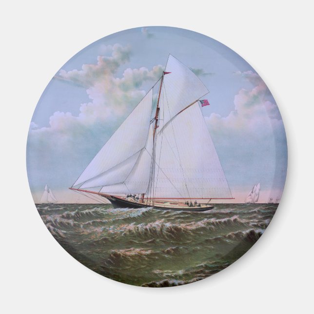 Antique Sailing Ship Sloop Yacht Sailboat Ocean Magnet (Front)