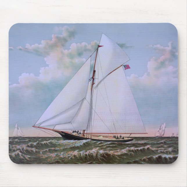 Antique Sailing Ship Sloop Yacht Sailboat Ocean Mouse Mat (Front)