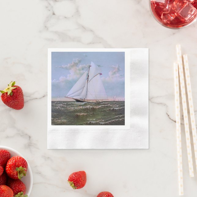 Antique Sailing Ship Sloop Yacht Sailboat Ocean Napkin (Insitu)