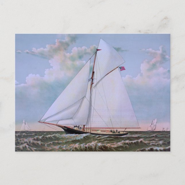 Antique Sailing Ship Sloop Yacht Sailboat Ocean Postcard (Front)