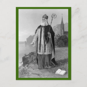 Antique Saint Patrick, the Snakes and Bible Postcard