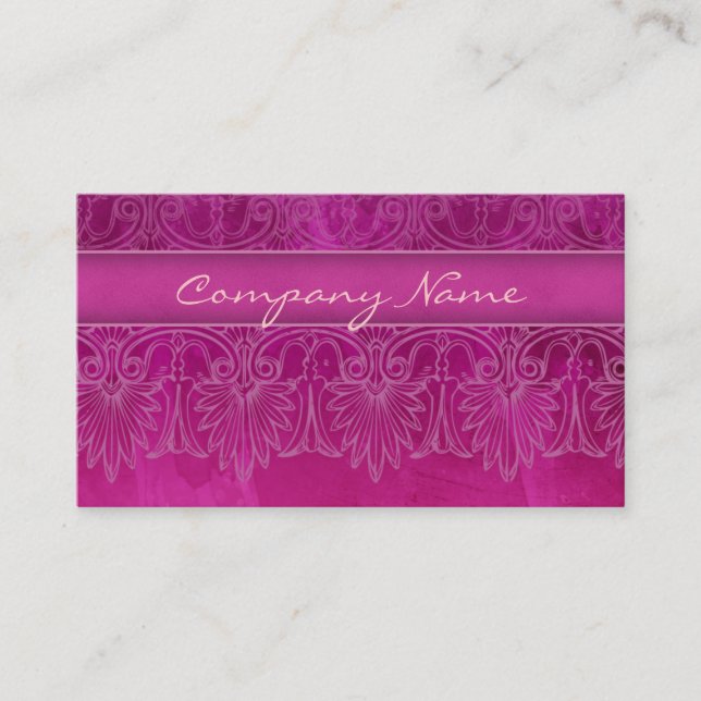 Antique Salon Spa Lace Business Card hot pink (Front)