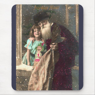 Antique Santa and Girl Christmas Mouse Mat