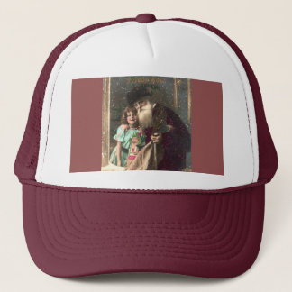 Antique Santa and Girl Christmas Trucker Hat