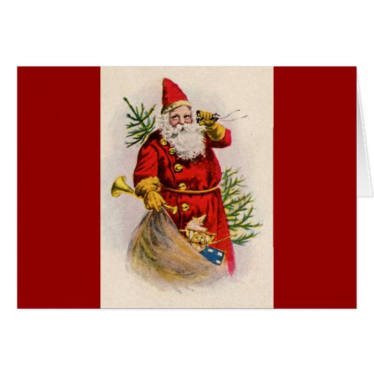 Antique Santa on the phone Card