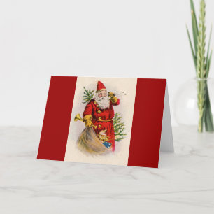 Antique Santa on the phone Holiday Card
