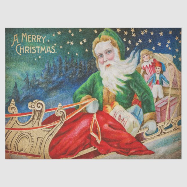 Antique Santa Tissue or Decoupage Paper (Front)