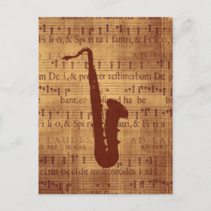 Antique Saxophone Postcard