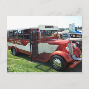Antique School Bus Postcard
