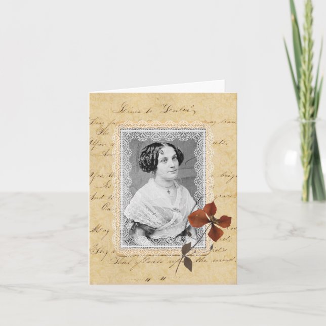 Antique Script & Lace Custom Card (Front)