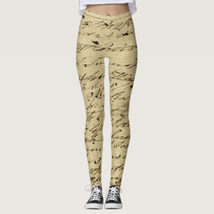 Antique Script Writing Historic Calligraphy Leggings