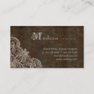Antique Scroll Business Card Interior Design Brown