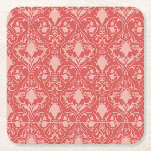 Antique scroll wallpaper 2 square paper coaster