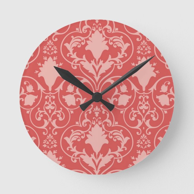 Antique scroll wallpaper round clock (Front)