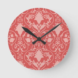 Antique scroll wallpaper round clock