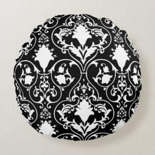 Antique scroll wallpaper round cushion