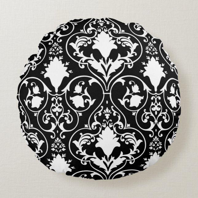 Antique scroll wallpaper round cushion (Front)