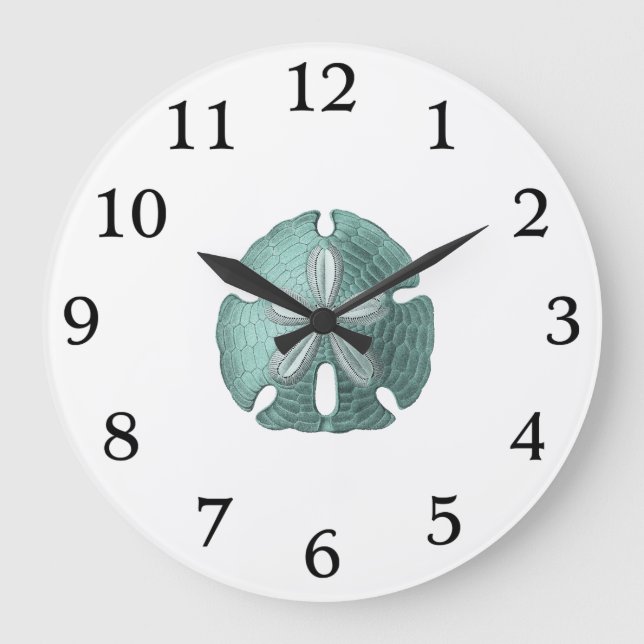 Antique Sea Sand Dollar Illustration Large Clock (Front)
