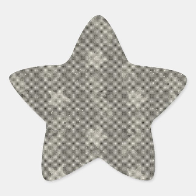 Antique Seahorse And Starfish Pattern Star Sticker (Front)