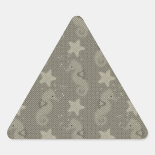 Antique Seahorse And Starfish Pattern Triangle Sticker