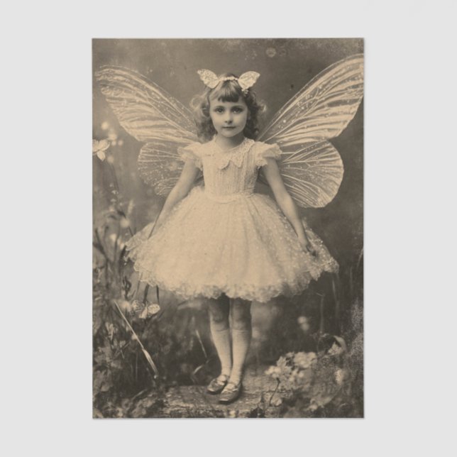 Antique Sepia Butterfly Fairy Crafting Tissue Paper (Front)