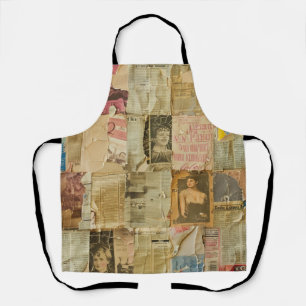Antique Sepia Portrait Newspaper Scrapbook Apron