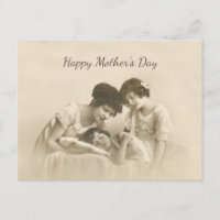 Antique Sepia Portrait of Mother and Children