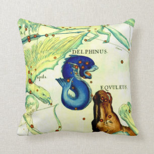 Antique Serpent Creatures Map Art Vintage Fantasy Cushion