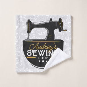 Antique Sewing Machine ADD NAME Seamstress Tailor Bath Towel Set