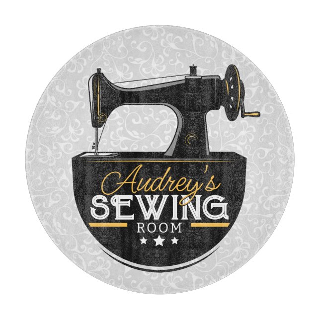 Antique Sewing Machine ADD NAME Seamstress Tailor  Cutting Board (Front)