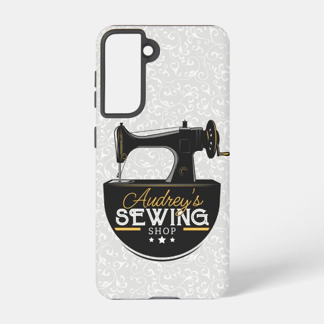Antique Sewing Machine ADD NAME Seamstress Tailor  Samsung Galaxy S21 Case (Back)