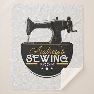 Antique Sewing Machine ADD NAME Seamstress Tailor  Sherpa Blanket