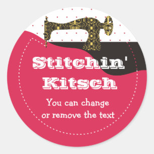 antique sewing machine fabric stitching gift pa... classic round sticker