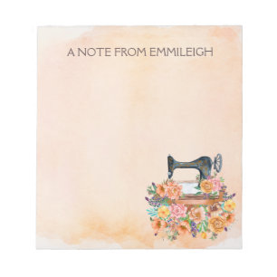 Antique Sewing Machine Flowers Notepad