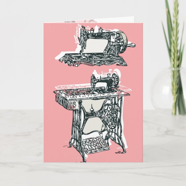 Antique sewing machine greeting card (Front)