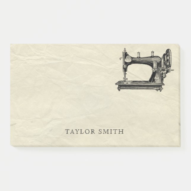 Antique sewing machine with name post-it notes (Front)