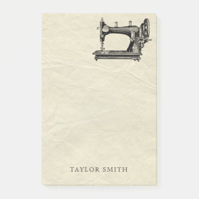 Antique sewing machine with name post-it notes (Front)