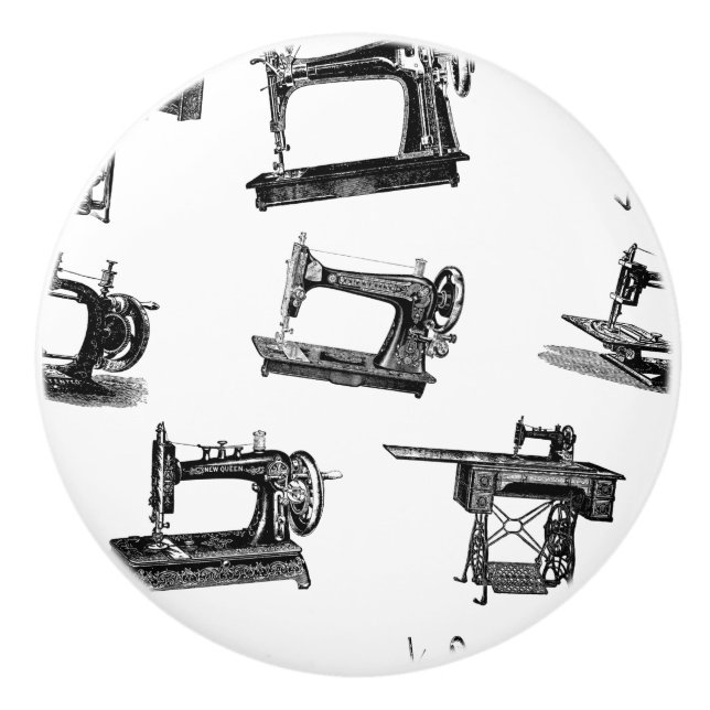 Antique Sewing Machines CUSTOM BACKGROUND COLOR Ceramic Knob (Front)