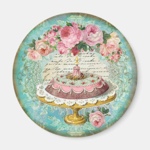 Antique Shabby Chic Roses & Cake French Patisserie Magnet