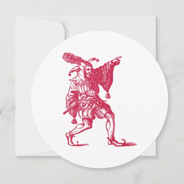 Antique Shakespearean Jester Illustration Invitation (Front)