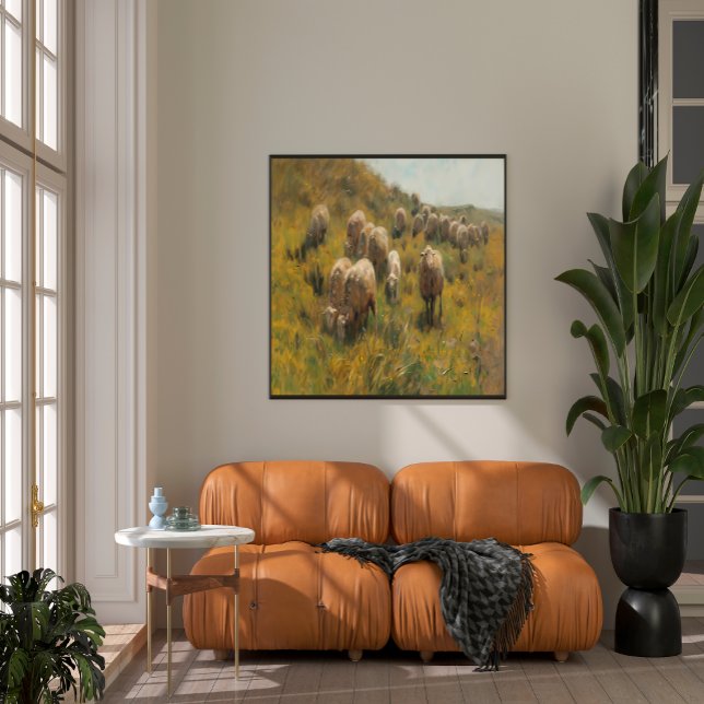 Antique Sheep Pasture Vintage Farmhouse Country   Canvas Print (Antique Sheep Pasture Vintage Farmhouse Country   )