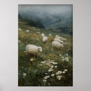 Antique Sheeps Print, Sheep Farmhouse, Vintage Poster
