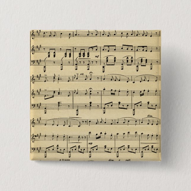Antique Sheet Music 15 Cm Square Badge (Front)