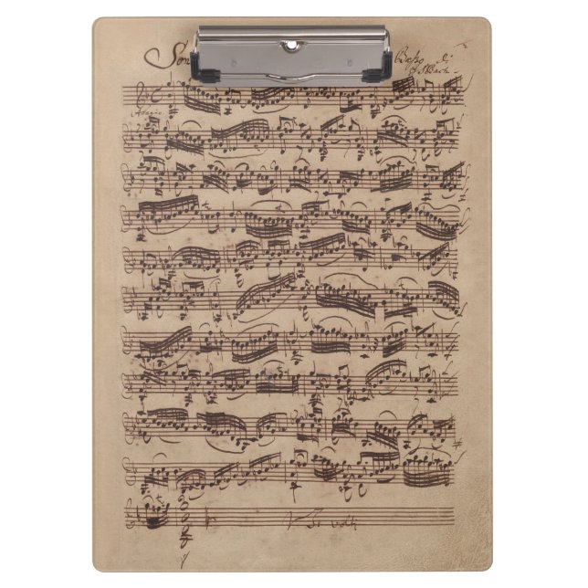 Antique Sheet Music Bach Manuscript Clipboard (Front)