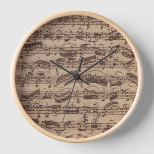 Antique Sheet Music Bach Manuscript Clock