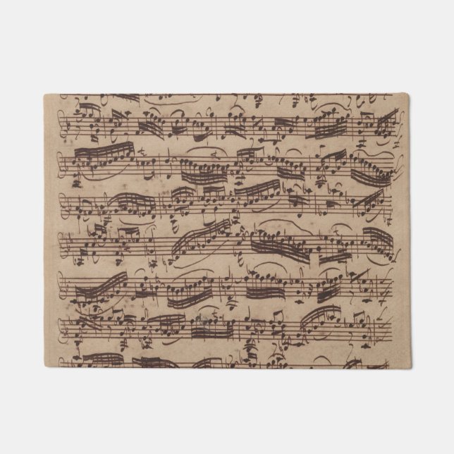 Antique Sheet Music Bach Manuscript Doormat (Front)